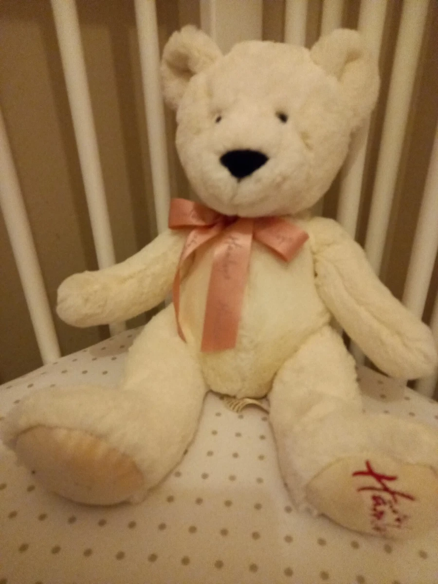 Hamleys White Teddy Bear With Pink Ribbon. Approx 12 Plush Soft Toy VGC