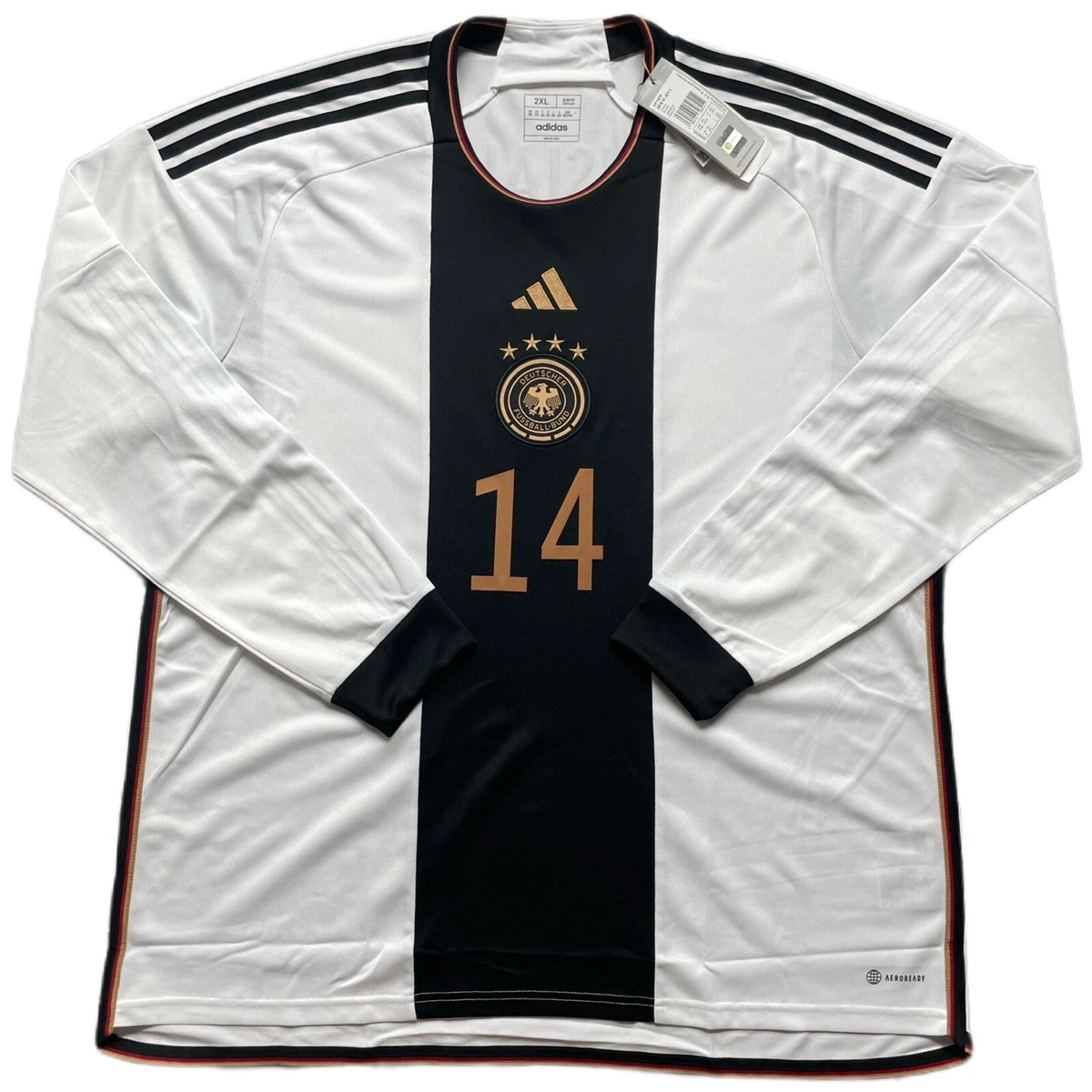  adidas Men's Soccer Germany 2022 Home Long Sleeve Jersey  (Small) White/Black : Sports & Outdoors