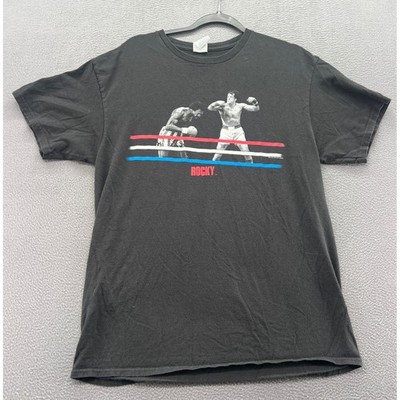 VTG Rocky Balboa vs Apollo Creed Boxing Graphic T-Shirt Black Mens Large Delta