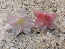 4" Girl Hair Accessories Clips Flower Pink Floral 2pc Hawaiian ish