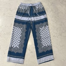 J.Crew Pull On Cropped Pant Scarf Border Print Boho Resort Beach Small