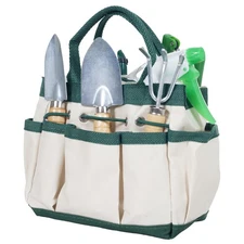 7 Piece Gardening Tool Set – Mini Planting and Repotting Kit and Carrying Tot...