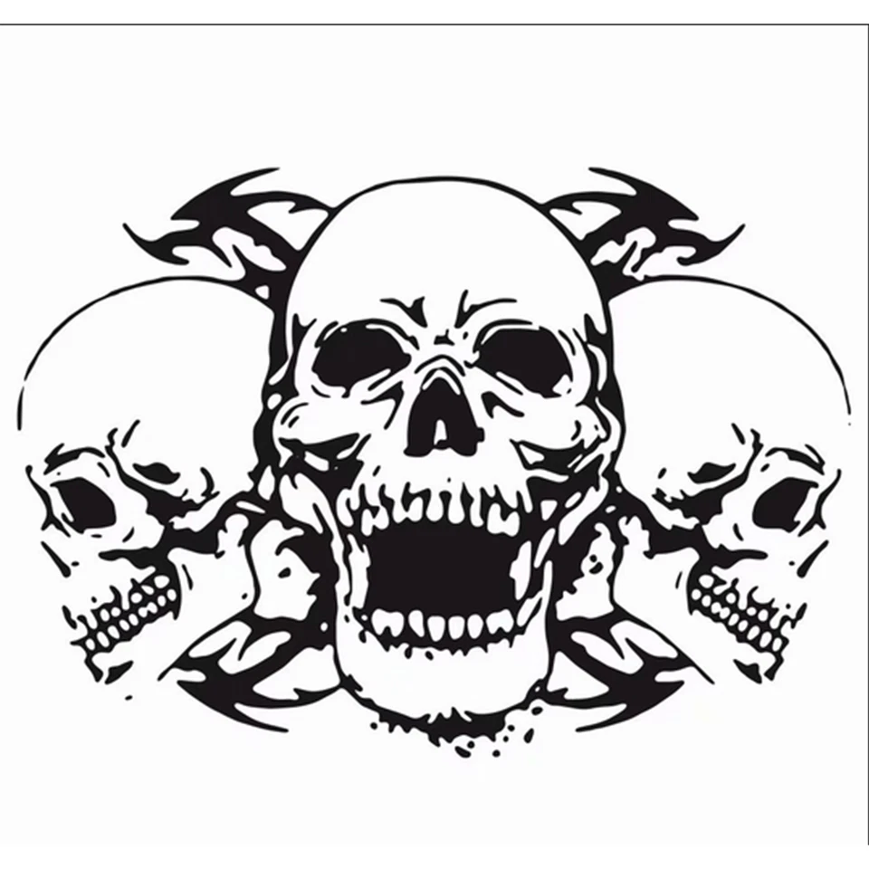 Custom Triple Skull Decal Sticker Car Truck Vehicle Bumper Window Vinyl Vehicle - Изображение 4 из 4