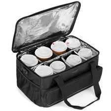 Reusable 8 Cups Drink Carrier for Delivery with Adjustable Dividers, Handle w...