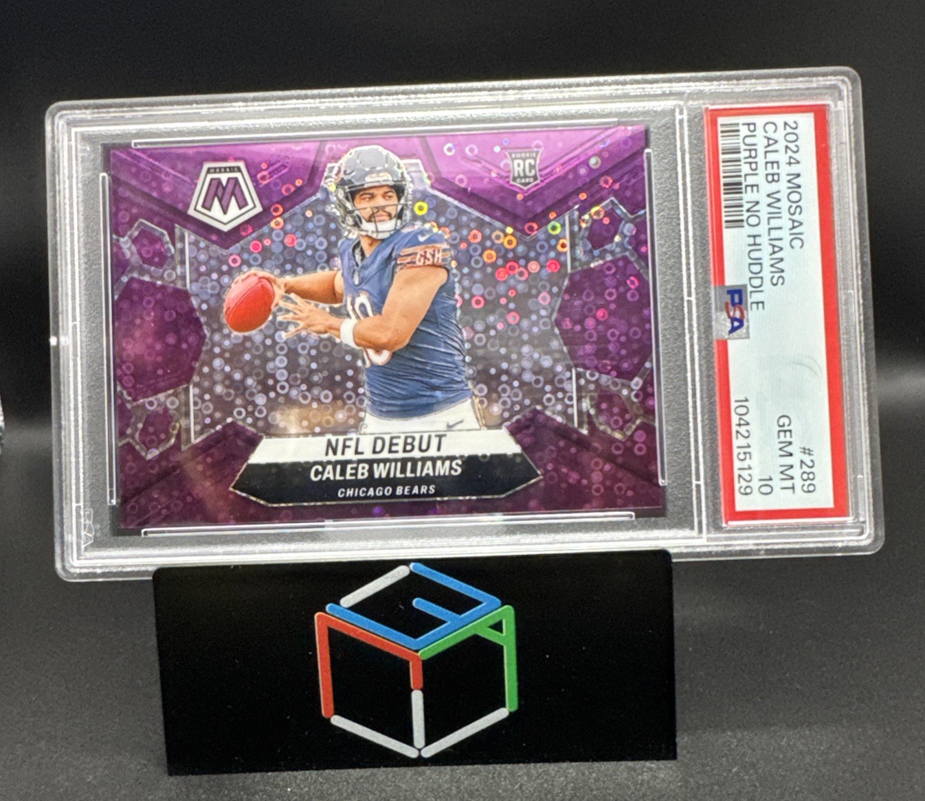 PSA 10 - CALEB WILLIAMS Purple /50 NO HUDDLE 2024 Mosaic NFL Debut RC Bears #289