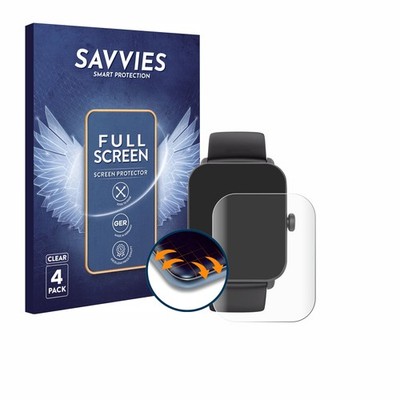 4x Full-Screen Schutz Folie für Hama Smartwatch 6010 3D Curved Edge Display