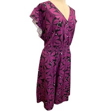 Size 26 Bloomchic New Purple Floral Pullover Dress V-Neck Pockets