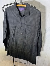 POLO RALPH LAUREN PURPLE LABEL Men  s L / 16 Dress Shirt Hook Loop Closure Italy