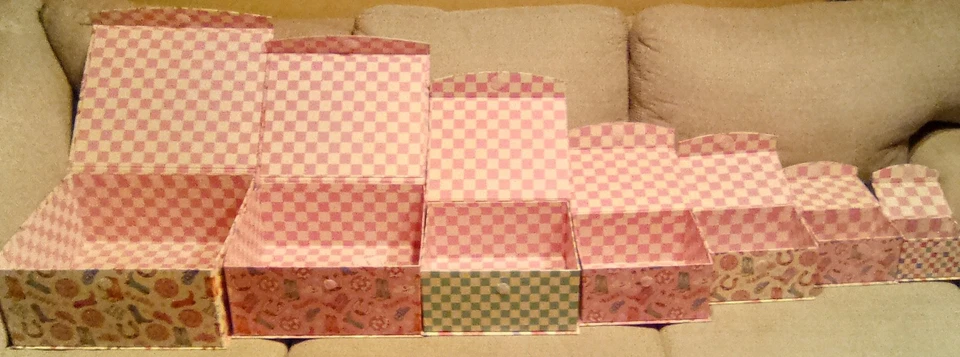 7 Square Nesting Gift Boxes,Girls Cowgirl Decorative Boxes w Lids in 7 Sizes~New - Image 3 of 3