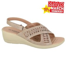 Boulevard Petra Womens Wide Fit Wedge Sandals Nubuck Summer Beach Sandals