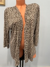 Chico's Travelers animal print open front 3/4 sleeve open cardigan size 2 L/G
