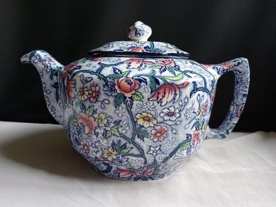 Maling Blue Chintz Teekanne exklusiv für Ringtons Teehändler um 1930