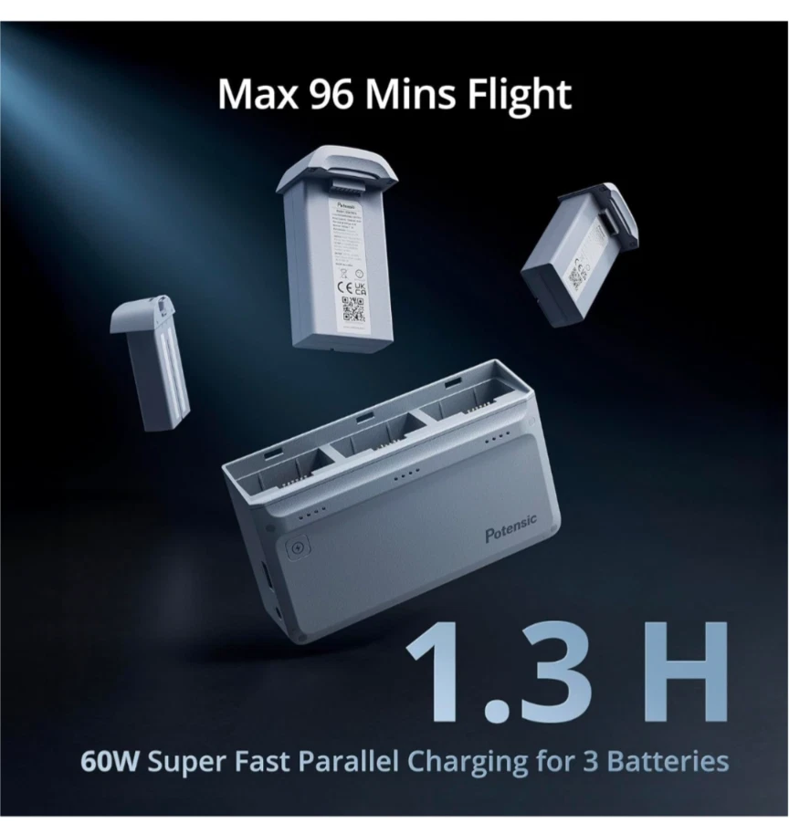 Drone cardán Potensic ATOM 3 ejes con combo FlyMore - blanco Foto 3 de 4