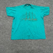 Fruit of the Loom T-Shirt Mens XL Teal Rhode Island Sailboat Vintage Made in USA