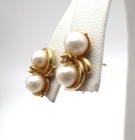 14K Yellow Gold Pearl Diamond Earrings [E351] — photo 3