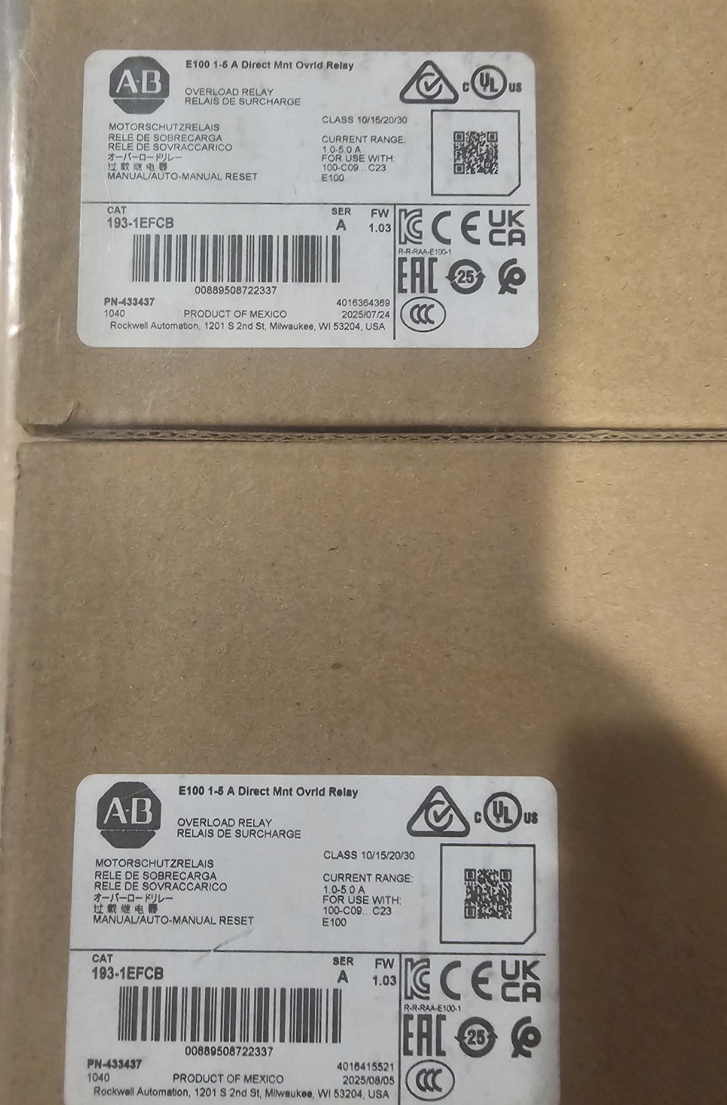 Allen-Bradley 193-1EFCB Direct Mount Electronic Overload Relay