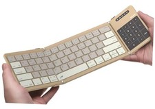 Bluetooth 5.0 Foldable Keyboard with Trackpad Numpad, Full-Size Travel khaki