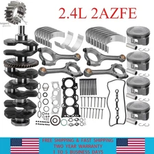 2.4L Engine Overhaul Rebuild Crankshaft Rods Pistons Gasket Kit For 2AZFE Toyota