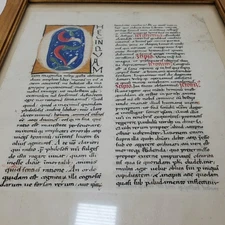 Antique 16thC Illuminated Medieval Manuscript Page Book of Hours or Hec Inquam