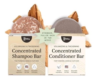 THE EARTHLING CO. Thickening Volumizing Shampoo Conditioner Bar Set, Sandalwood