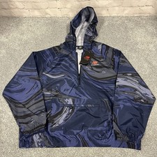  90 New Balance Women's Hooded Half Zip Windbreaker Jacket Blue M Zipped Pockets