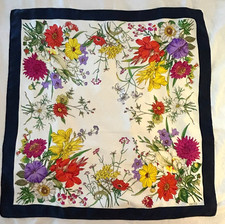 Gucci Floral scarf in blue colour way vintage 34 inches