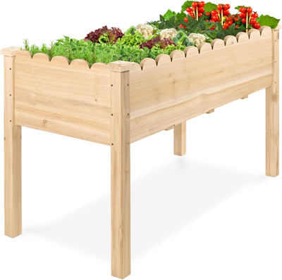 Best Choice Products Raised Garden Bed, Scalloped Design, Elevated Wood Planter