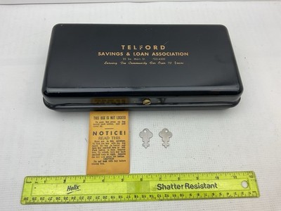 Old Metal Bank Box With Original Keys Telford Savings & Loan
