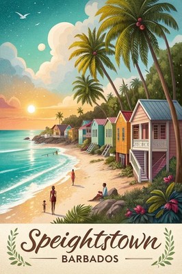 Vibrant Speightstown Barbados Reise Poster - Tropical Paradise Kunstdruck A1-A4