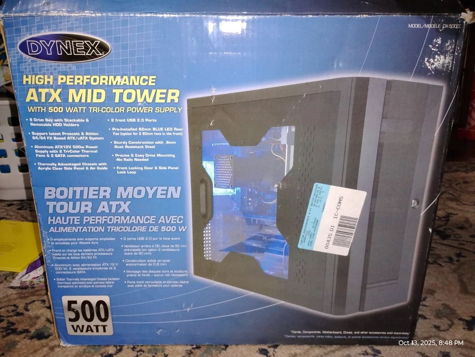 Estuche para computadora Dynex Dx-500cc ATX torre media con fuente de alimentación y ventilador Foto 2 de 4