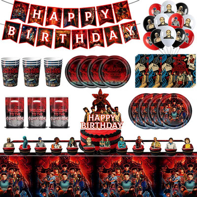 Stranger Things Motiv Kindergeburtstag Party Zubehör Deko Geschirr Luftballons