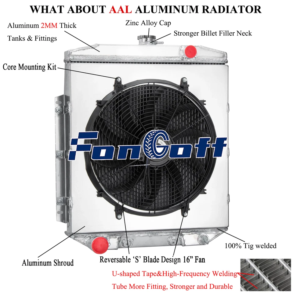 Ventilador de cubierta de radiador de 4 filas para Ford Fairlane Country Skyliner Squire 1954-1956 55 Foto 2 de 4