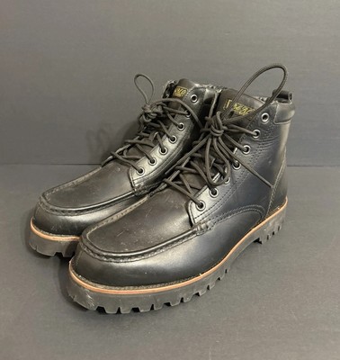 Polo Ralph Lauren Vintage Tag Black Leather Boots Red Lined READ***