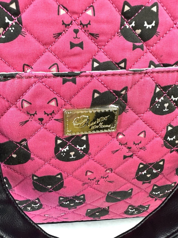 Betsey Johnson Weekender сумка Cat Kitty розовый черный дорожная сумка совершенно новый без подвески - Изображение 3 из 4