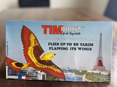 Tim Bird G de Ruymbeke 1985 Wind Up Flying Bird Toy  ornithopter France Vtg NOS
