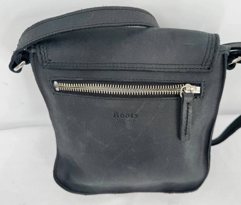 Винтажный корни Канада темно серый из натуральной кожи через плечо сумочка наплечная сумка - Изображение 2 из 4
