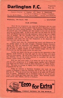 Darlington v Southport March 19th 1958