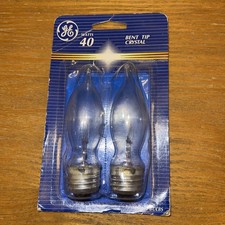GE Candelabra Light Bulbs Bent Tip Crystal Clear 40Watts Medium Base 2 Pack
