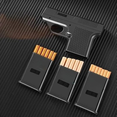 gun cigarette lighter gas New Lighter Cigarette Case Jet Flame Pistol Gun Gas Cigar Butane Turbo  Windproof