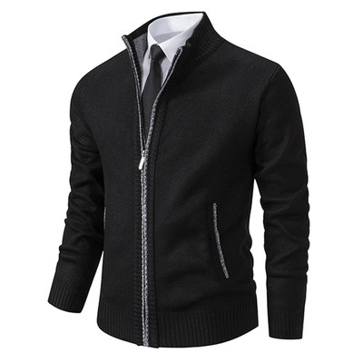 Herbst und Winter New Jersey Herren Freizeit Sport Mantel Einfarbig Stehkragen W