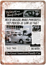 1940 Vintage DeSoto Auto Advertisement Retro Look Reproduction Metal Sign A13917