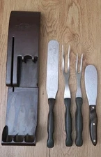 CUTCO 5 Piece Kitchen Utensil Set Brown Swirl Handles 1026 1027 1028 1068 USA