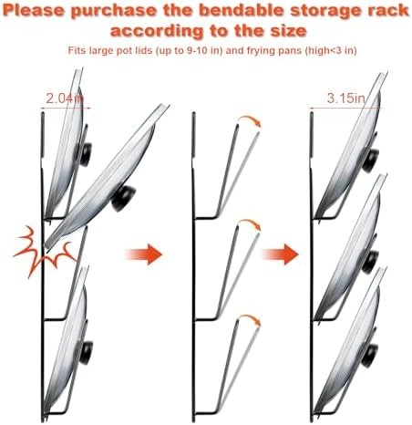 2 Pack Pots & Pans Lid Organizer Under Cabinet 6-Tier Storage