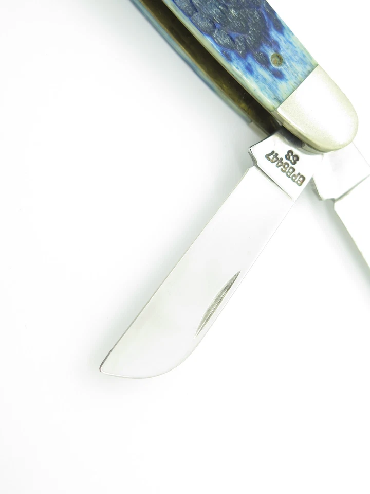 Navaja de Bolsillo Plegable MCMXCV 1995 Case XX BPB6447 Azul Hueso Plantillado Stockman Foto 4 de 4