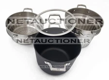 New CALPHALON Premier Nonstick 8 Qt Stockpot w/ Strainer & Steamer Multipot Set