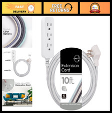 3 Outlet Surge Protector Power Strip, 10ft Flat Extension Cord, 16 Gauge, ETL Li