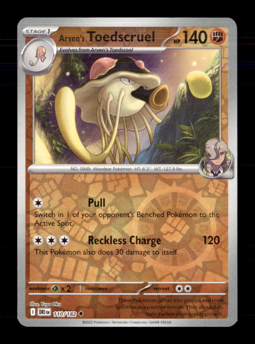 Arven's Toedscruel 110/182 Uncommon Destined Rivals Pokemon Reverse Holo NM