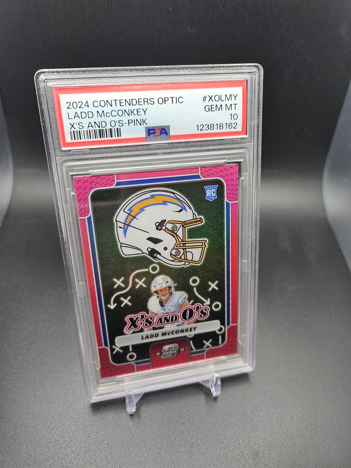 Ladd McConkey Panini National Treasures Collegiate Flawless Rookie Team Slogan Signatures #LMY Pink