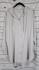 Coolibar Beige Hoodie Top Jacket Womens Large UPF 50+ Button Up Lightweight