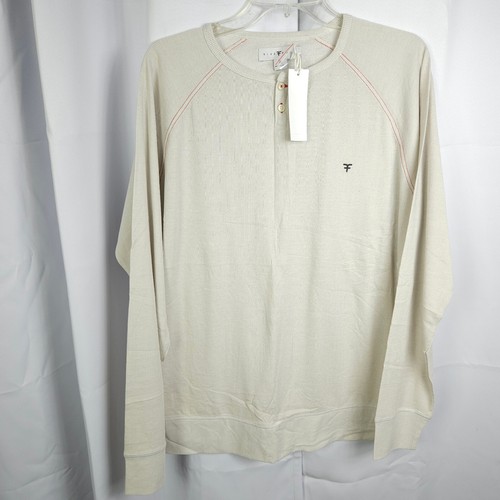 Five Four Club Mens XL White Henley Long Sleeve Cotton Polyester Shirt